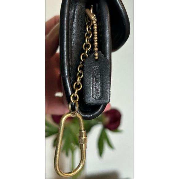 Rare Vintage Coach Quiet Luxury Rich Black Leather Purse Wallet Brass Keyring - Picture 4 of 13